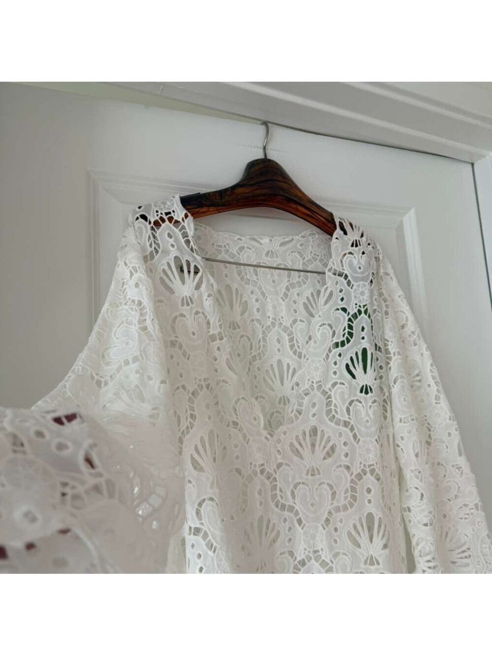 Farm Rio White Seashell Eyelet Mini Dress - Picture 5 of 8